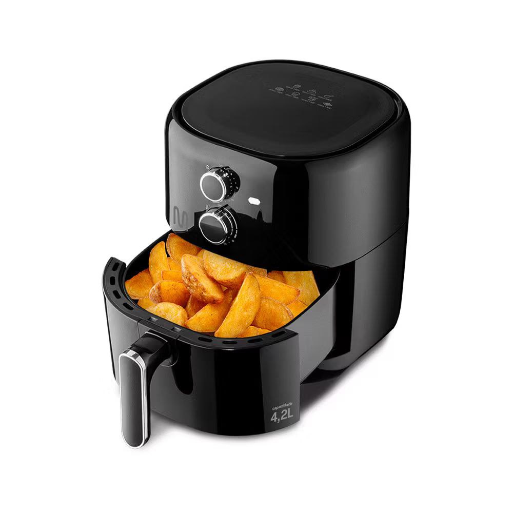 Fritadeira Elétrica sem óleo Air Fryer 4,2 Litros 1500W 127V Preta Multi - G0207